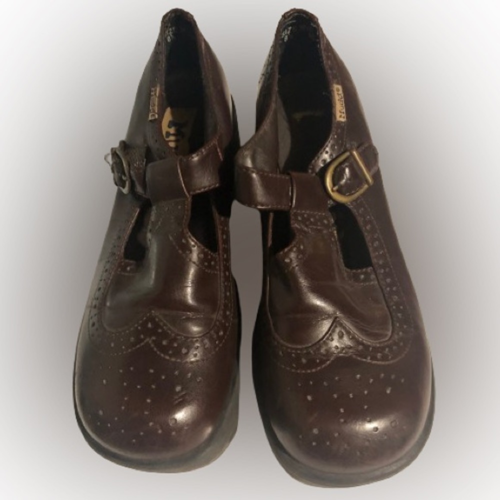 Ladies Leather T-Strap Loafers Mary Jane